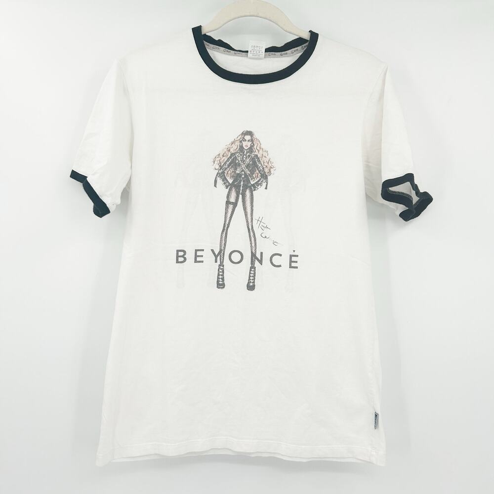 Womens Beyonce Hayden Williams Art Graphic Baseball‎ Cotton T-Shirt Size M White